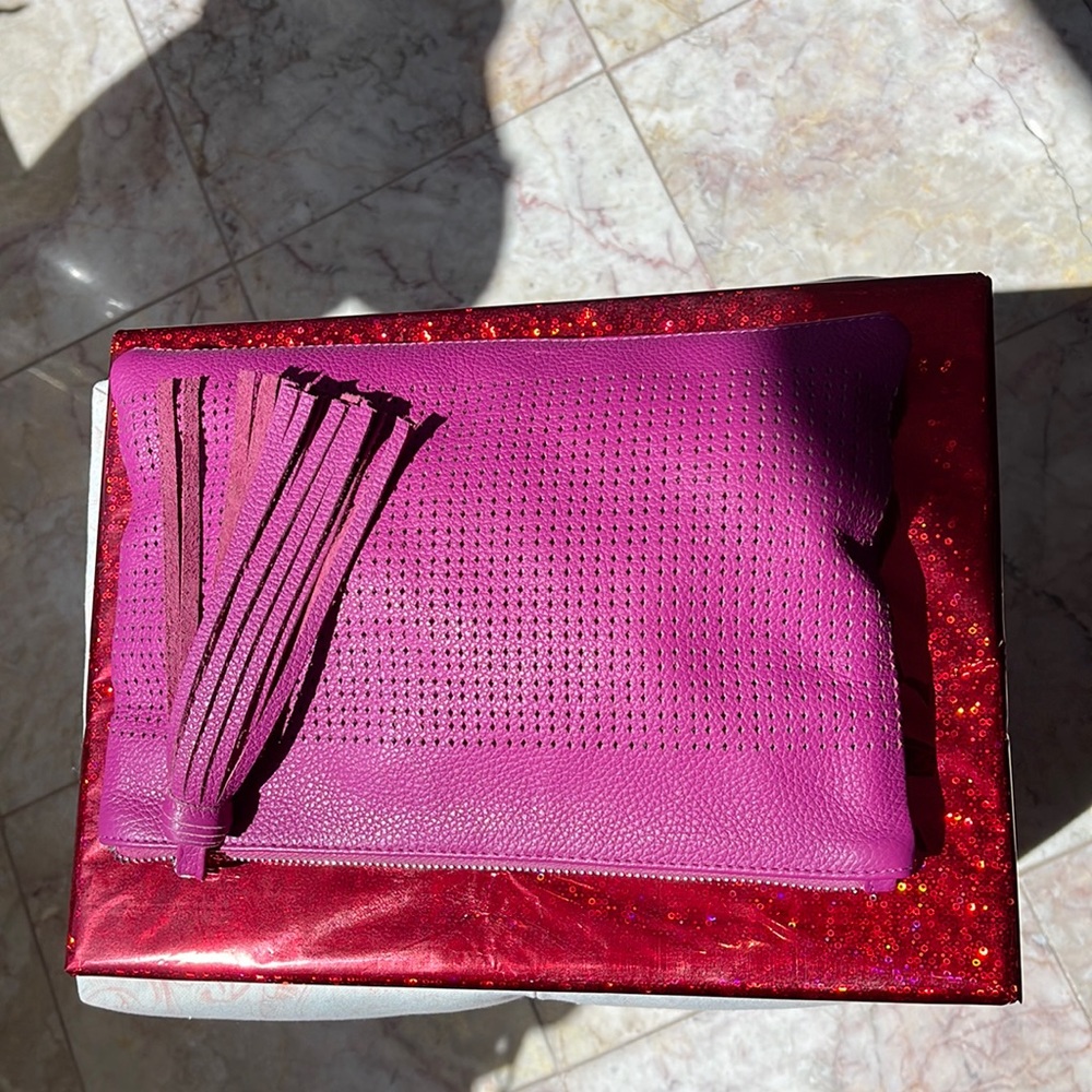 Fuchsia Leather Clutch